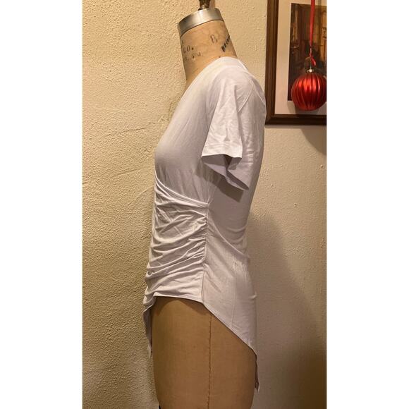 MANGOPOP Cross Wrap Ruched V Neck Short Sleeve Bodysuit NWT Size XL - Picture 4 of 7